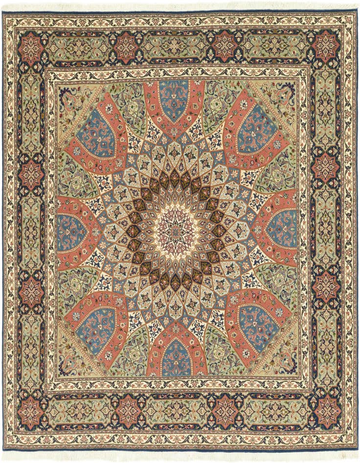 Detail image of 8' 3 x 8' 5 Hand Knotted Tabriz Persian Square Rug