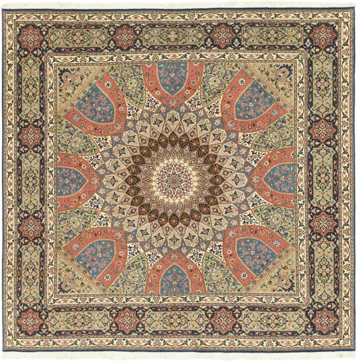 8' 3 x 8' 5 Hand Knotted Tabriz Persian Square Rug