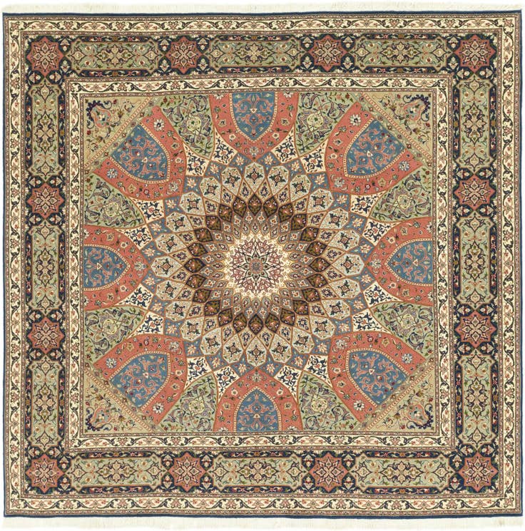 Detail image of 8' 3 x 8' 5 Hand Knotted Tabriz Persian Square Rug