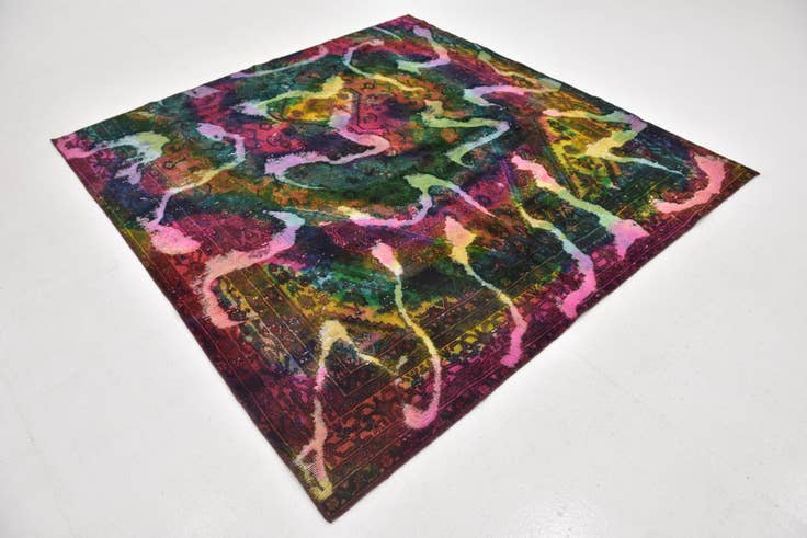 Detail image of 6' 6 x 6' 10 Hand Knotted Ultra Vintage Persian Wool Square Rug