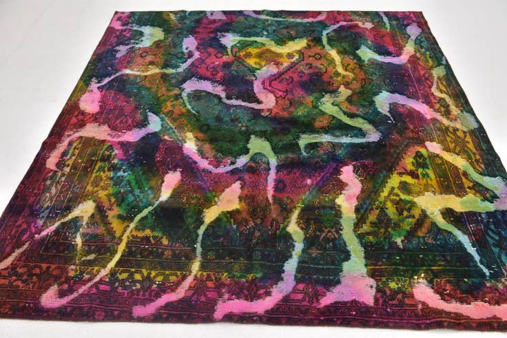 Detail image of 6' 6 x 6' 10 Hand Knotted Ultra Vintage Persian Wool Square Rug