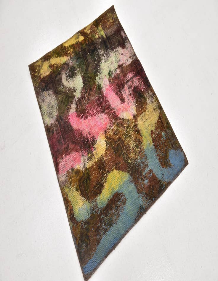 Detail image of 3' x 3' 7 Hand Knotted Ultra Vintage Persian Wool Square Rug