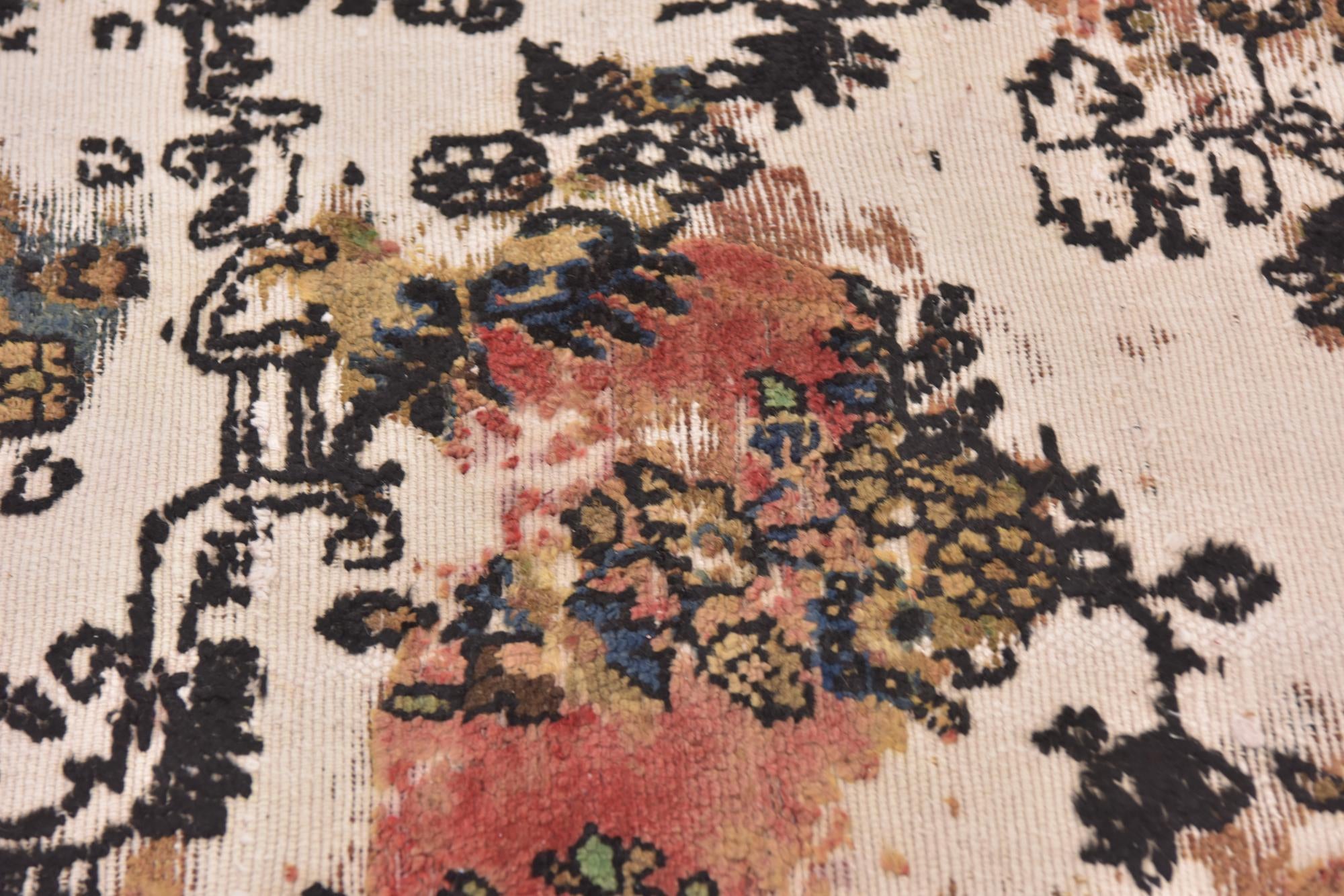 4' 4 x 4' 7 Hand Knotted Ultra Vintage Persian Wool Square Rug