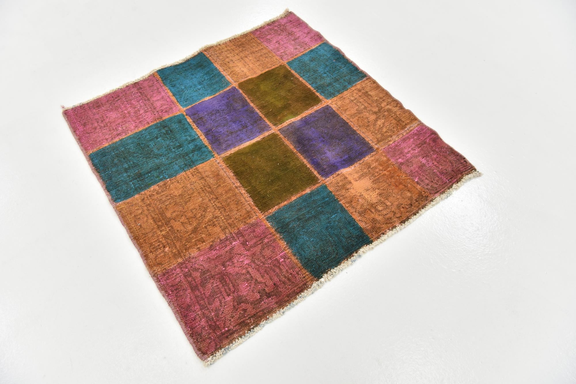 3' 6 x 3' 6 Hand Knotted Ultra Vintage Persian Wool Square Rug