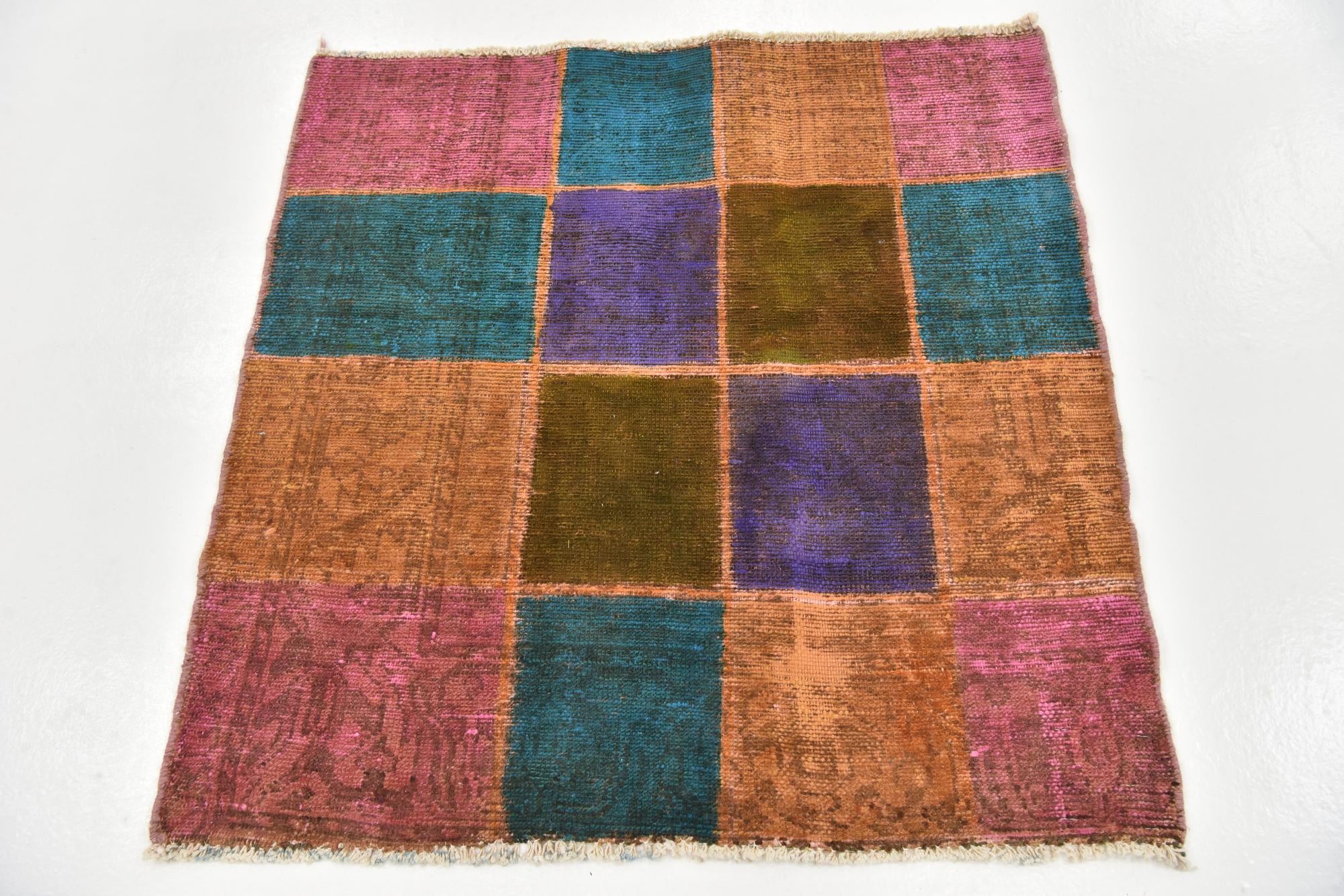 3' 6 x 3' 6 Hand Knotted Ultra Vintage Persian Wool Square Rug