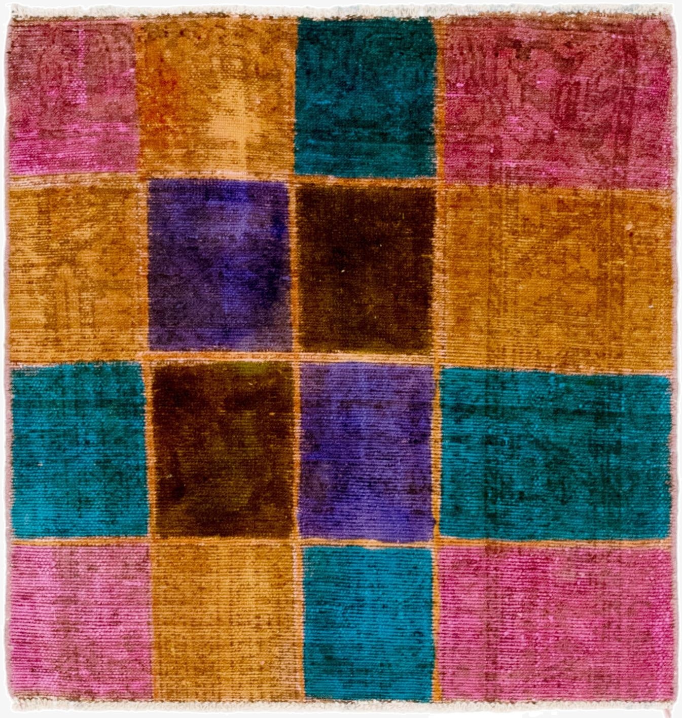 3' 6 x 3' 6  Hand Knotted Ultra Vintage Persian Wool Square Rug