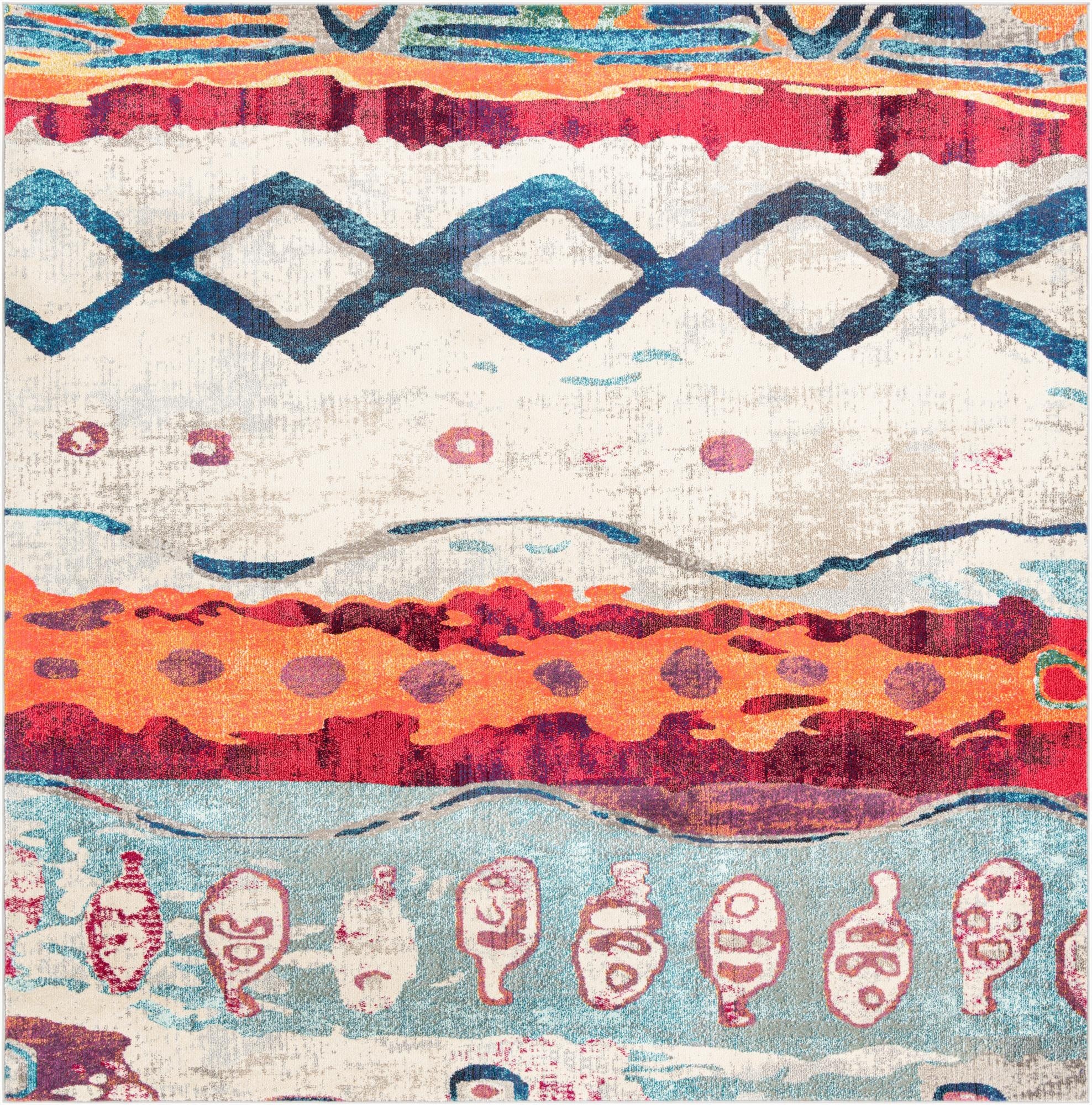 9' 10 x 9' 10  Washable Vivid Square Rug