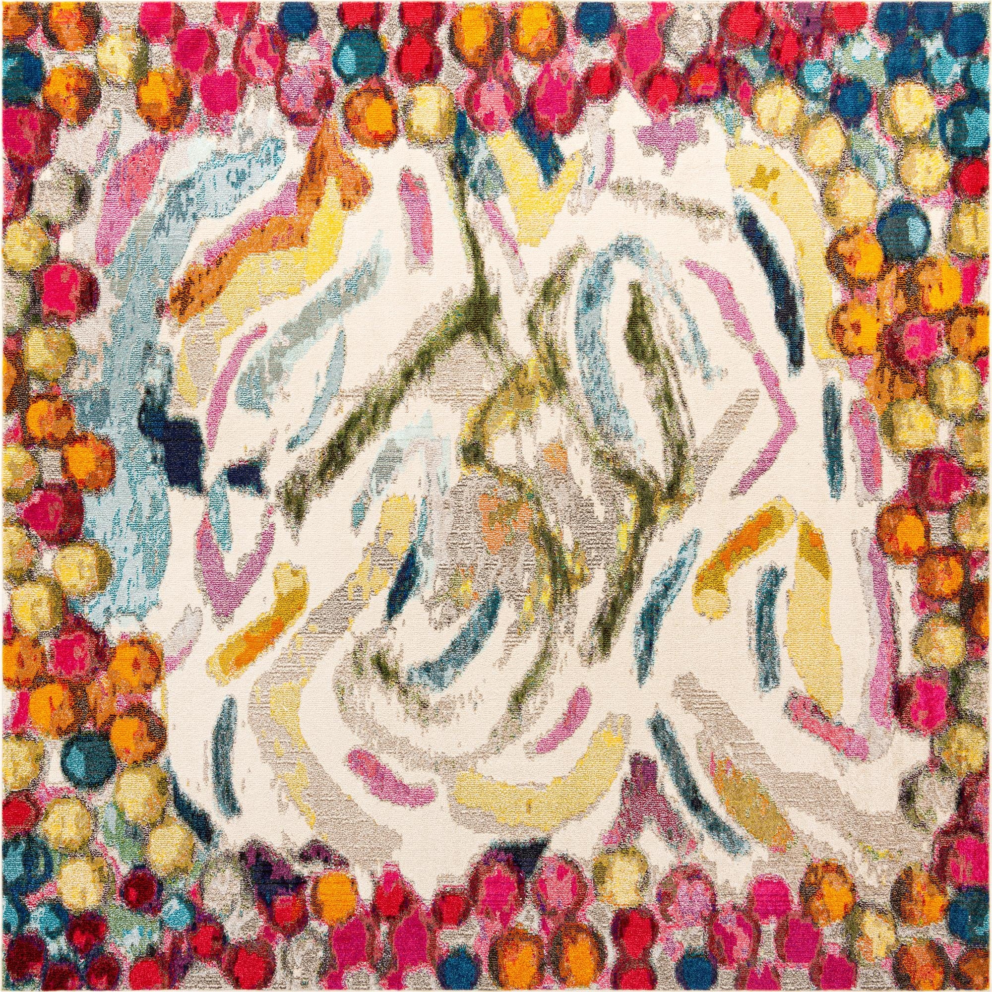 9' 10 x 9' 10  Washable Vivid Square Rug