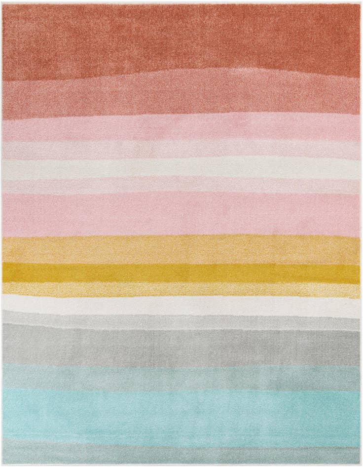 Detail image of 7' 10 x 7' 10 Rainbow Stripes Whimsy Kids Square Rug