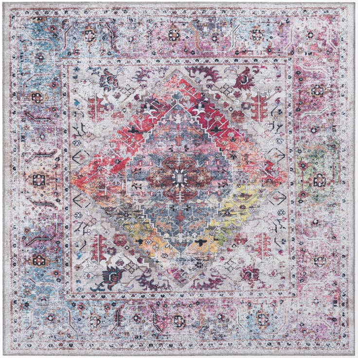 Detailfoto van 160cm x 160cm Wasbaar Yara Vierkant Vloerkleed