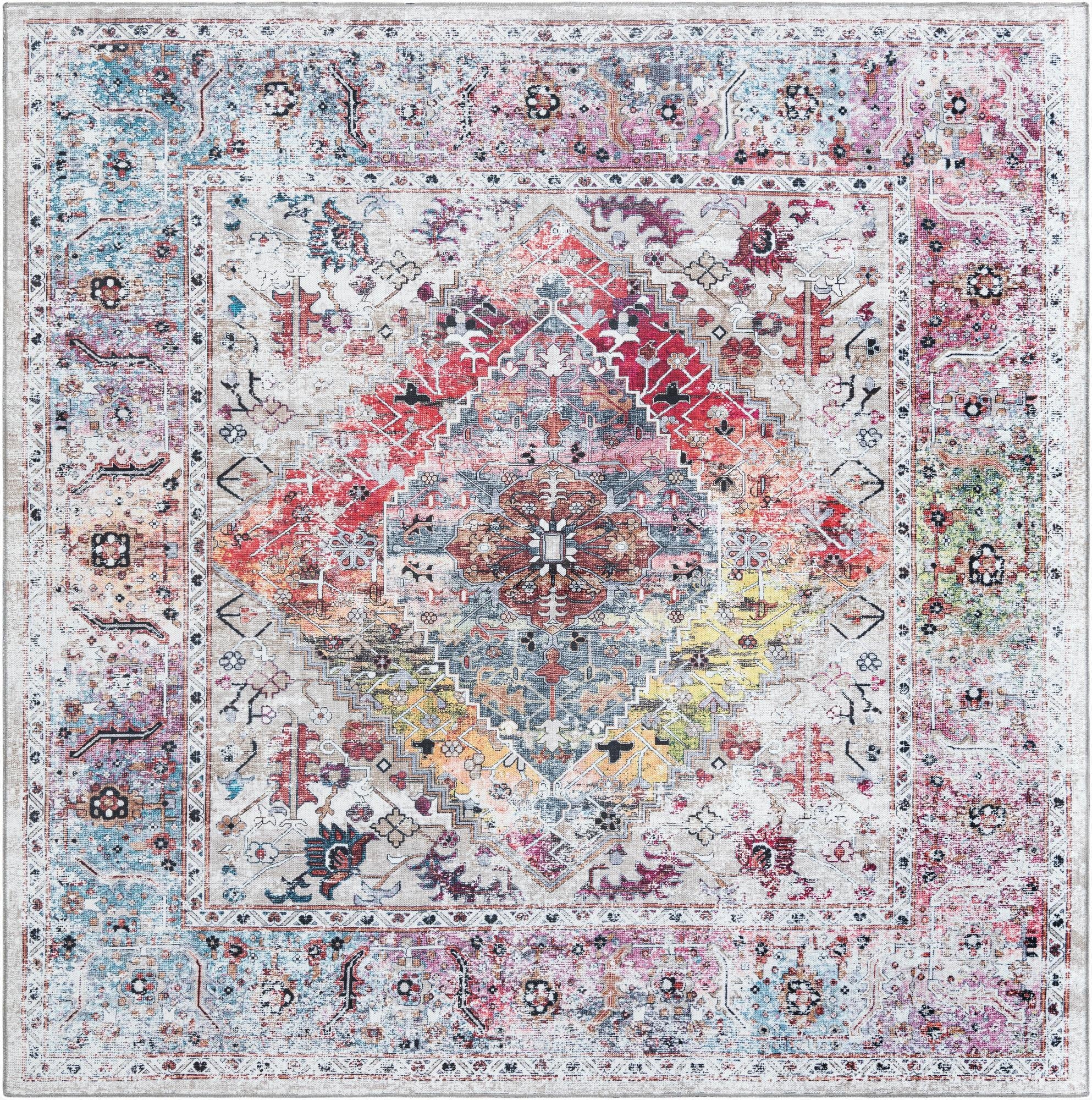 Primary image 7' 10 x 7' 10  Washable Yara Square Rug