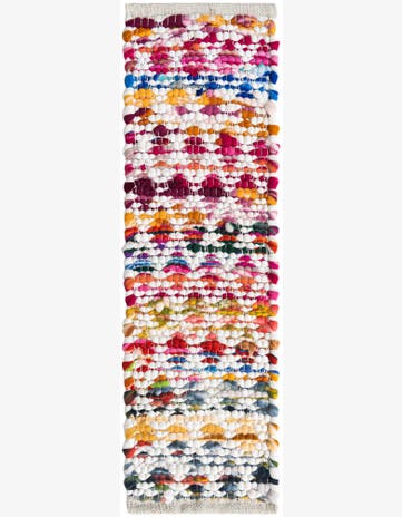 0' 9 x 2' 6 Handmade Braided Chindi Stair Rug
