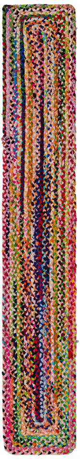 Detail image of 1' 2 x 8' Handmade Braided Chindi Table Runner Rug