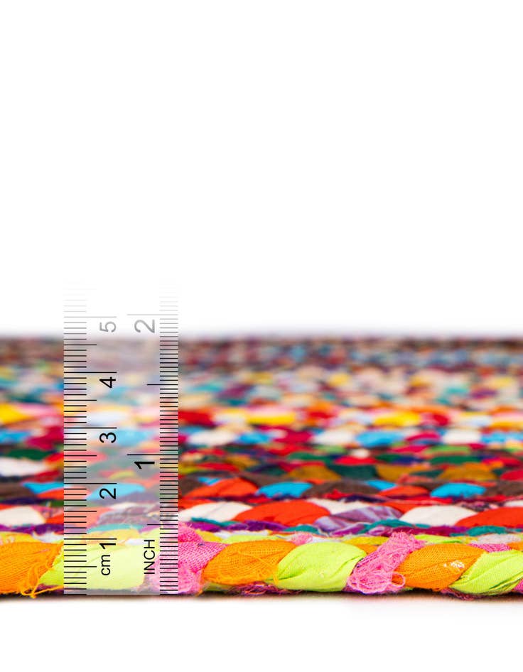 Detail image of 1' 2 x 8' Handmade Braided Chindi Table Runner Rug