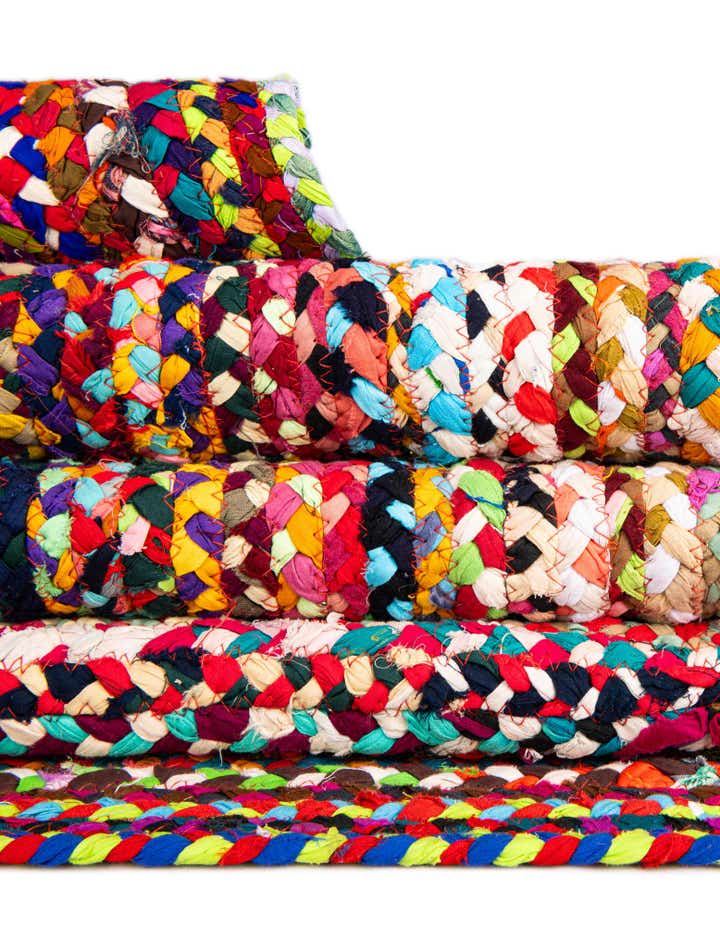 1' 2 x 8' Handmade Braided Chindi Table Runner Rug