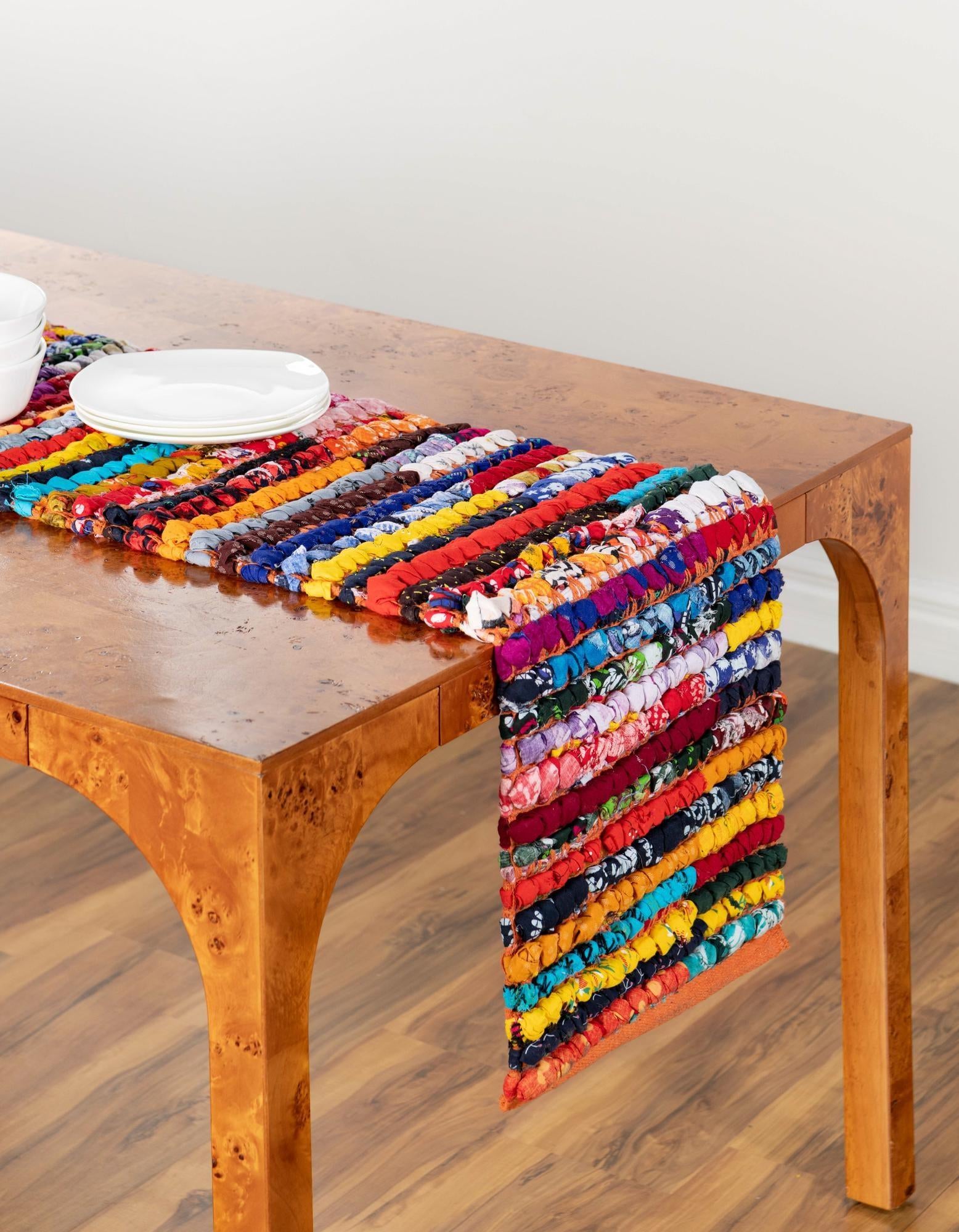1' 2 x 4' 1 Handmade Braided Chindi Table Runner Rug