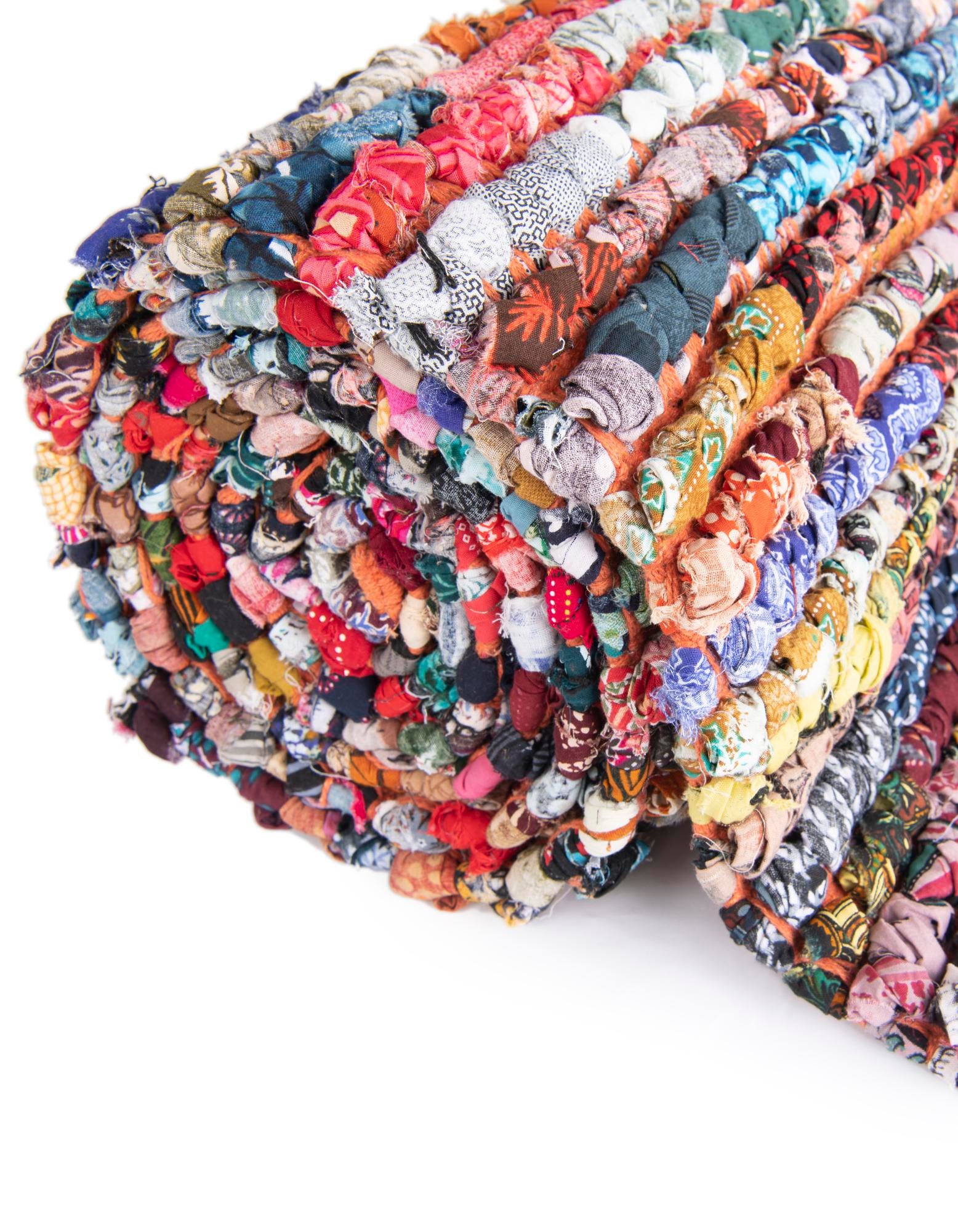 1' 2 x 6' 1 Handmade Braided Chindi Table Runner Rug