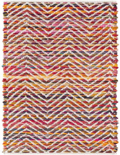 Detail image of 1' 2 x 6' 1 Hand Woven Chindi Chevron Table Runner Rug