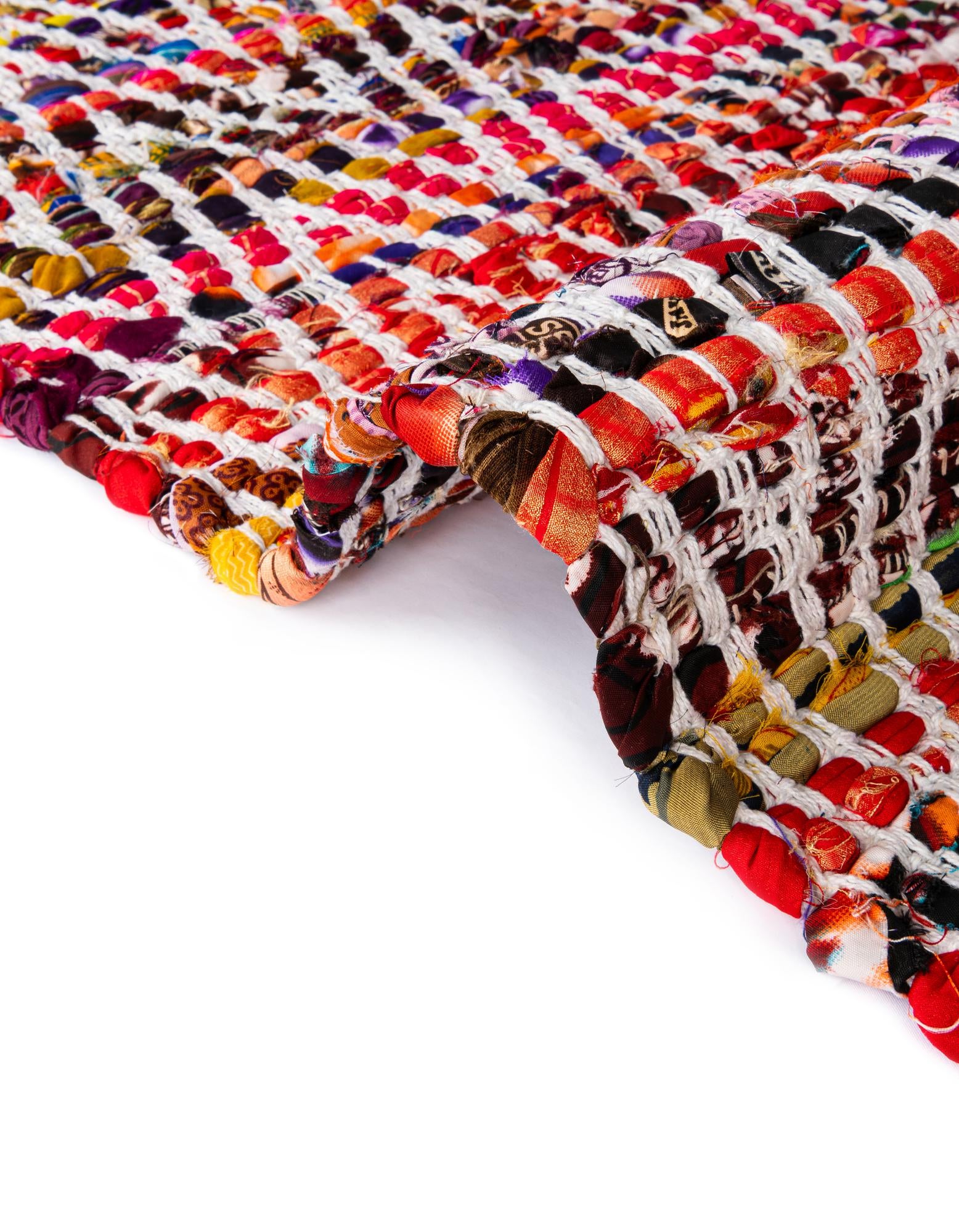 1' 2 x 10' Hand Woven Chindi Chevron Table Runner Rug