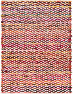 Detail image of 1' 2 x 10' Hand Woven Chindi Chevron Table Runner Rug