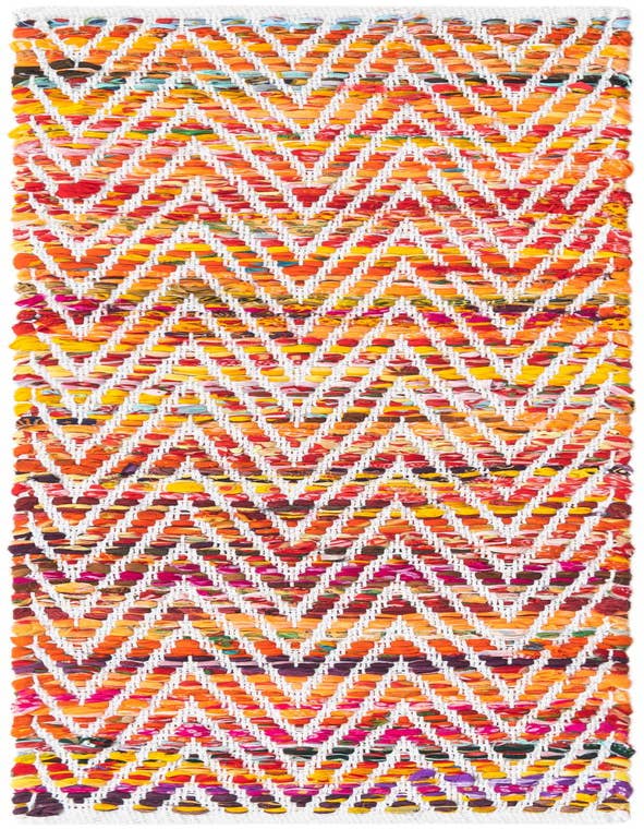 Detail image of 1' 2 x 4' 1 Hand Woven Chindi Chevron Table Runner Rug