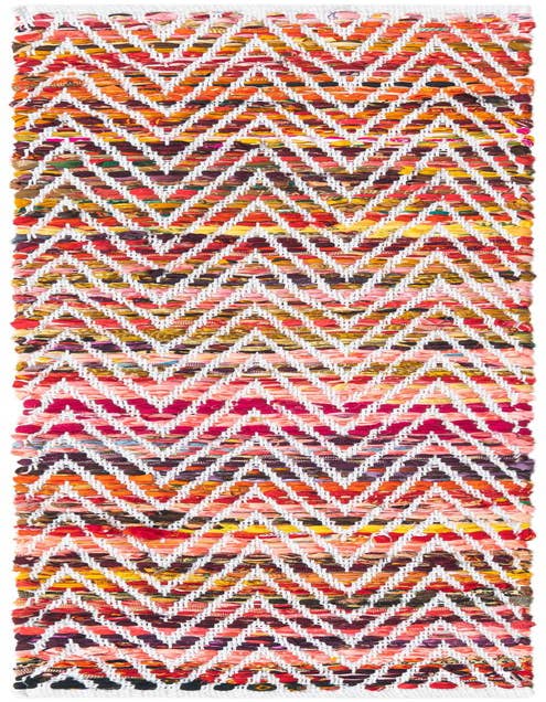 Detail image of 1' 2 x 5' 1 Hand Woven Chindi Chevron Table Runner Rug