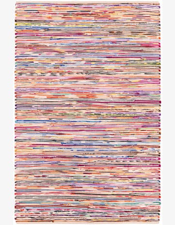 Multi White Hand Woven Chindi Cotton Rug