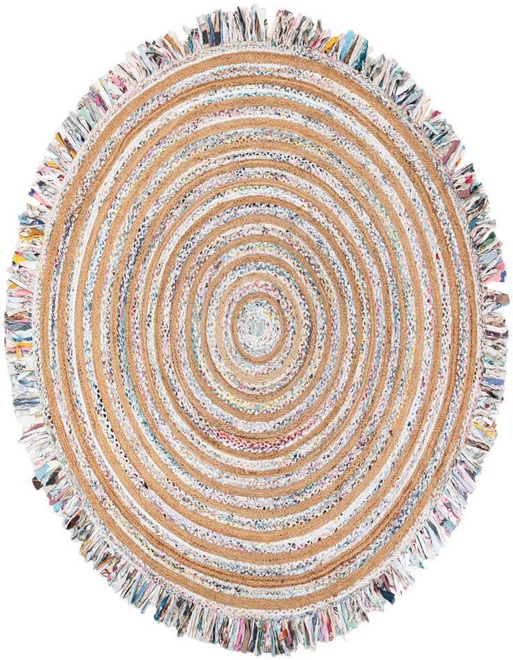 Detail image of 10' x 10' Hand Braided Chindi Jute Round Rug