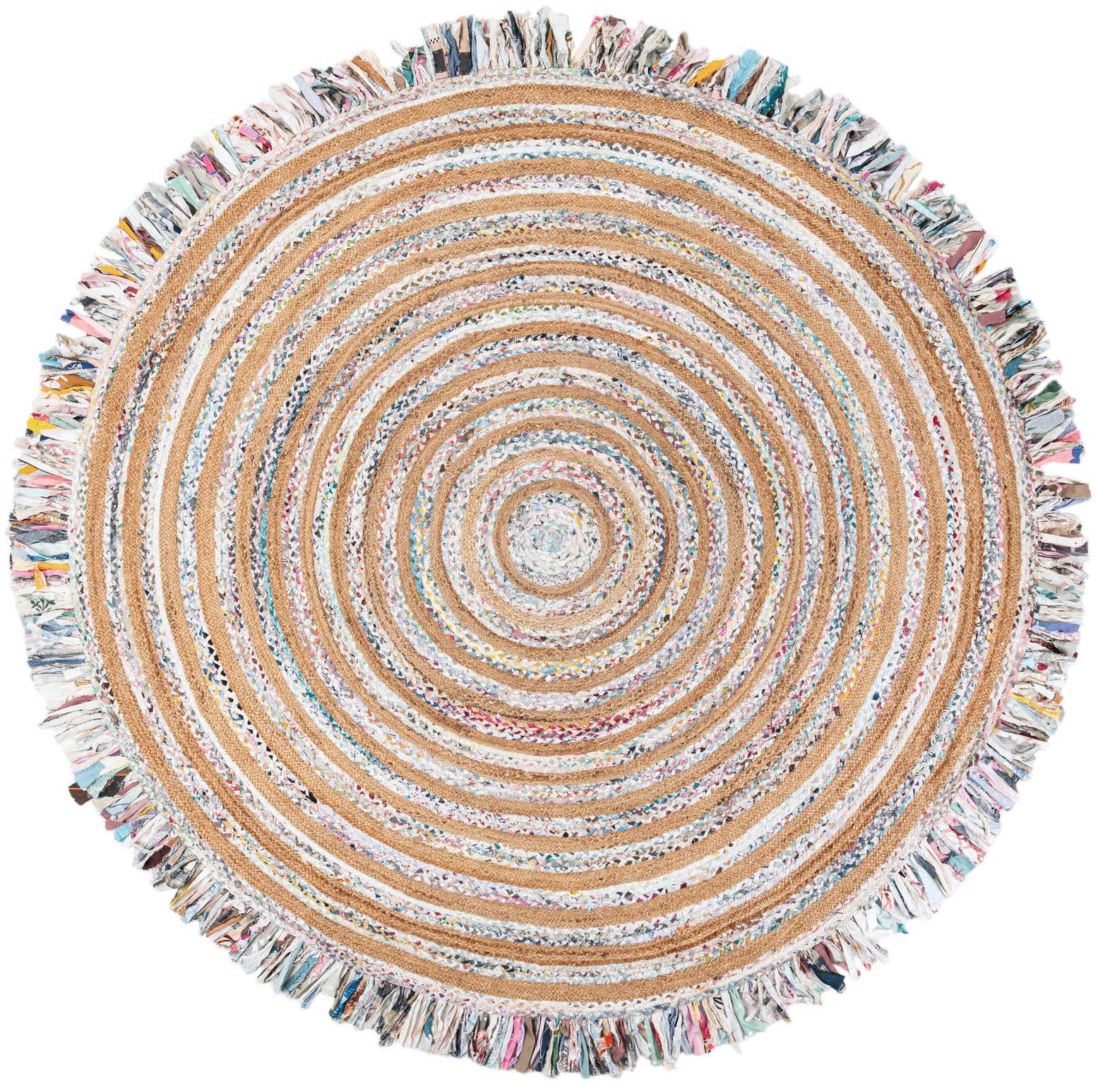 10' x 10' Hand Braided Chindi Jute Round Rug