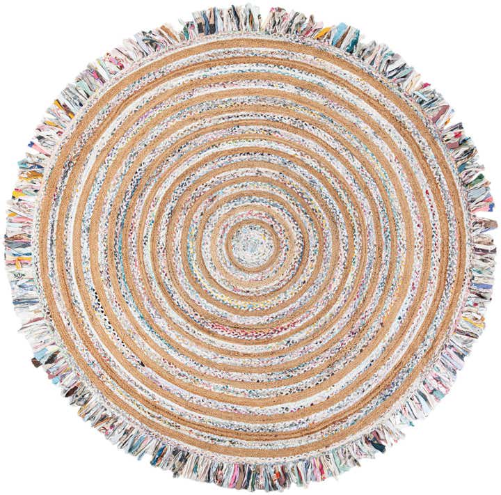 10' x 10' Hand Braided Chindi Jute Round Rug