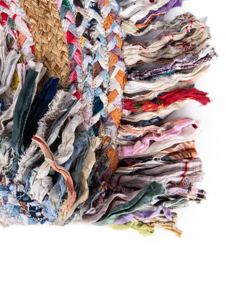 Detail image of 7' 10 x 7' 10 Hand Braided Chindi Jute Round Rug