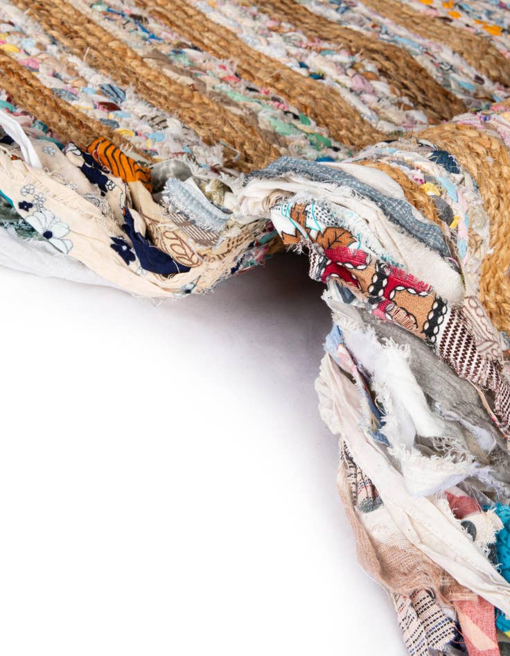 Detail image of 7' 10 x 7' 10 Hand Braided Chindi Jute Round Rug