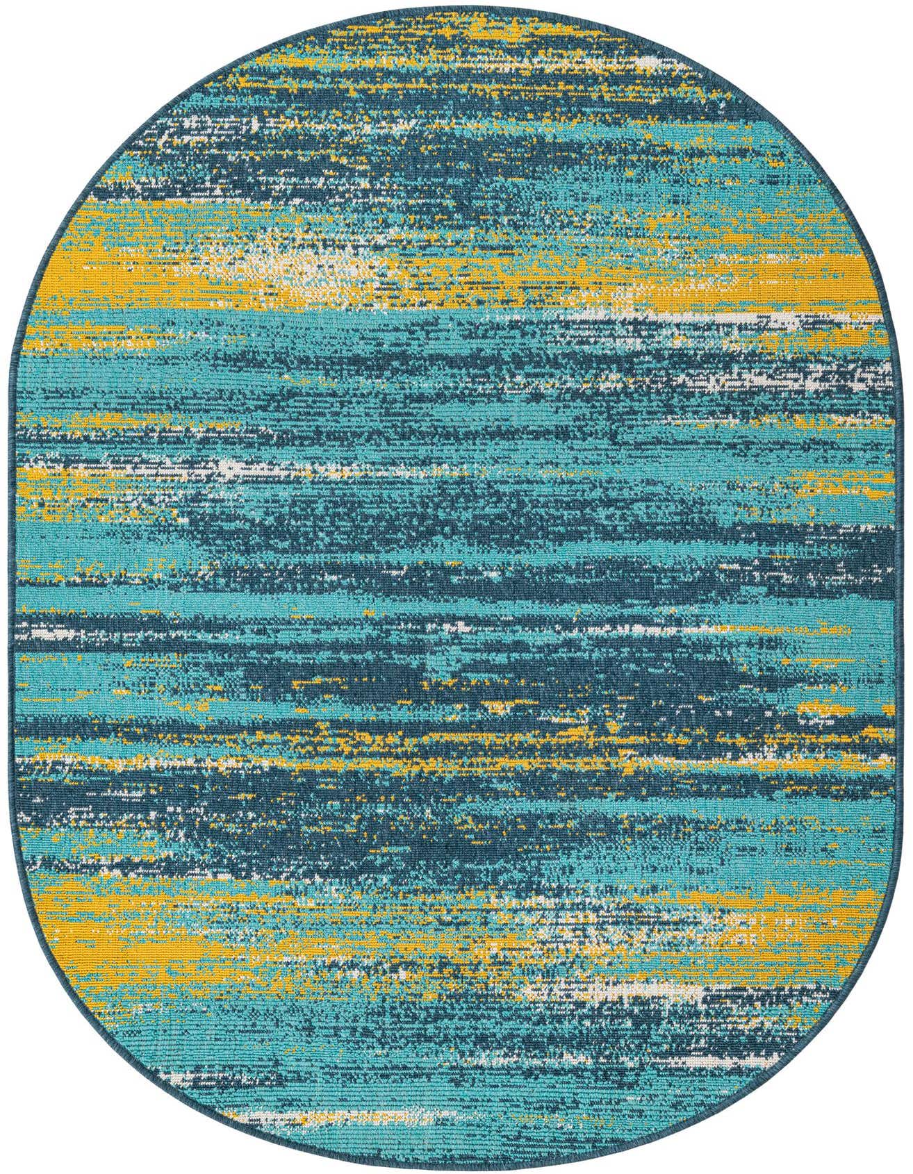 4' x 6' Easy-Clean Coastal Indoor / Outdoor Oval Rug