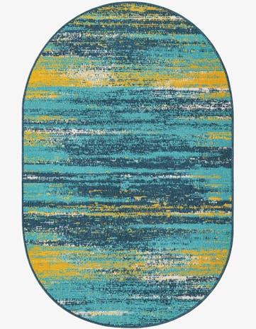 4' x 6' Easy-Clean Coastal Indoor / Outdoor Oval Rug