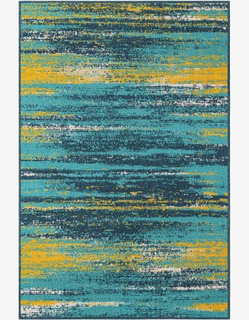 Multi.Blue Easy-Clean Coastal Indoor / Outdoor Rug