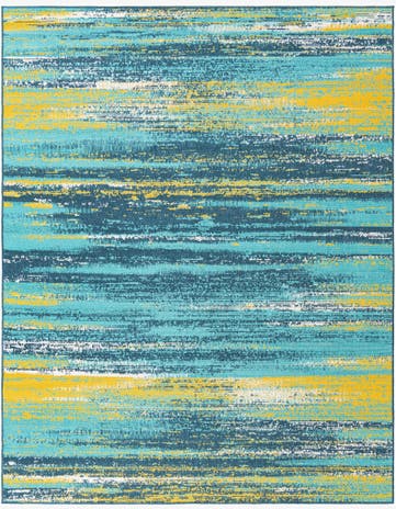 Multi.Blue Easy-Clean Coastal Indoor / Outdoor Rug