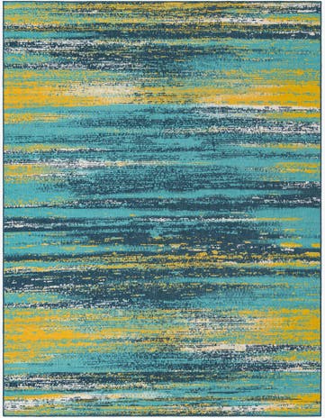 Multi.Blue Easy-Clean Coastal Indoor / Outdoor Rug