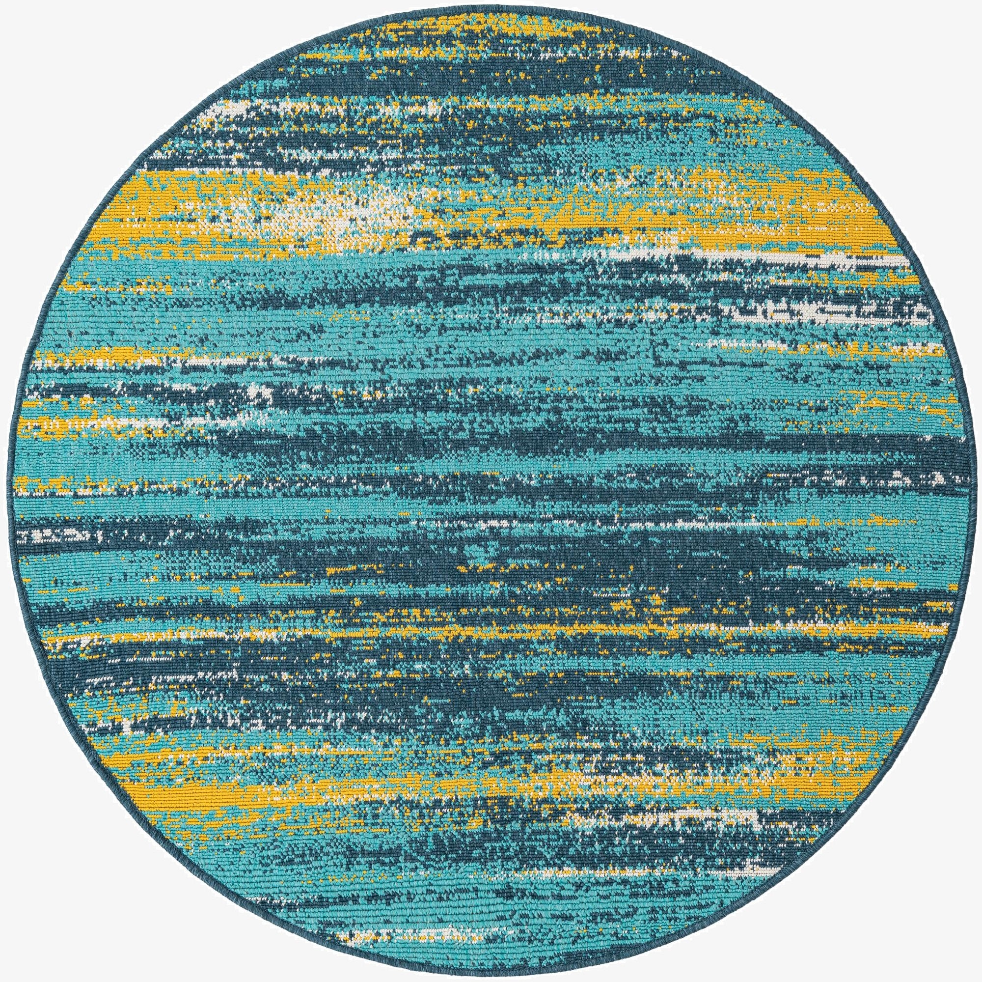 4' x 4'  Washable Coastal Indoor / Outdoor Round Rug