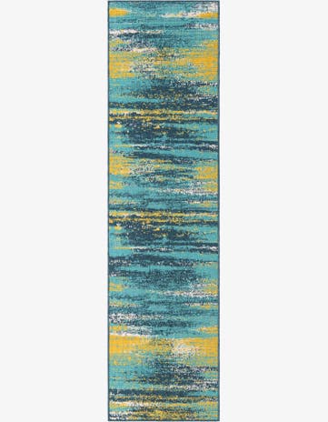 Multi.Blue Easy-Clean Coastal Indoor / Outdoor Runner Rug