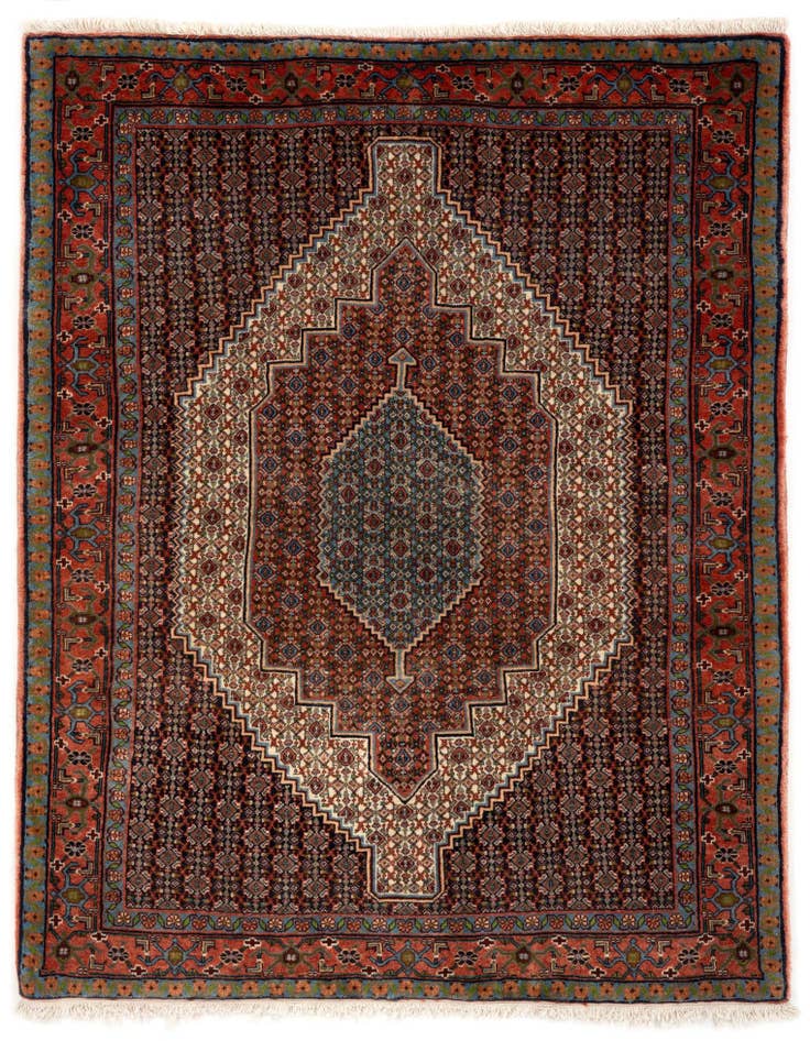 Detail image of 4' 2 x 5' 4 Hand Knotted Birjend Persian Wool Rug