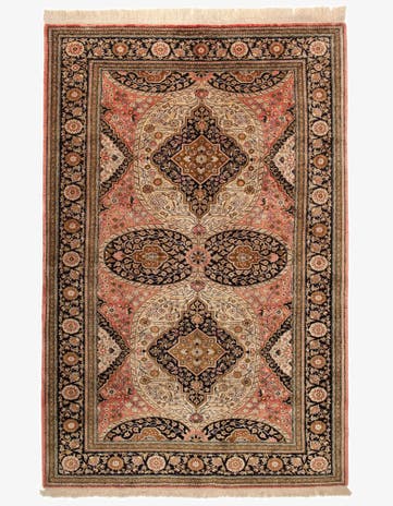 4' 7 x 6' 11 Hand Knotted Ghom Silk Persian Rug