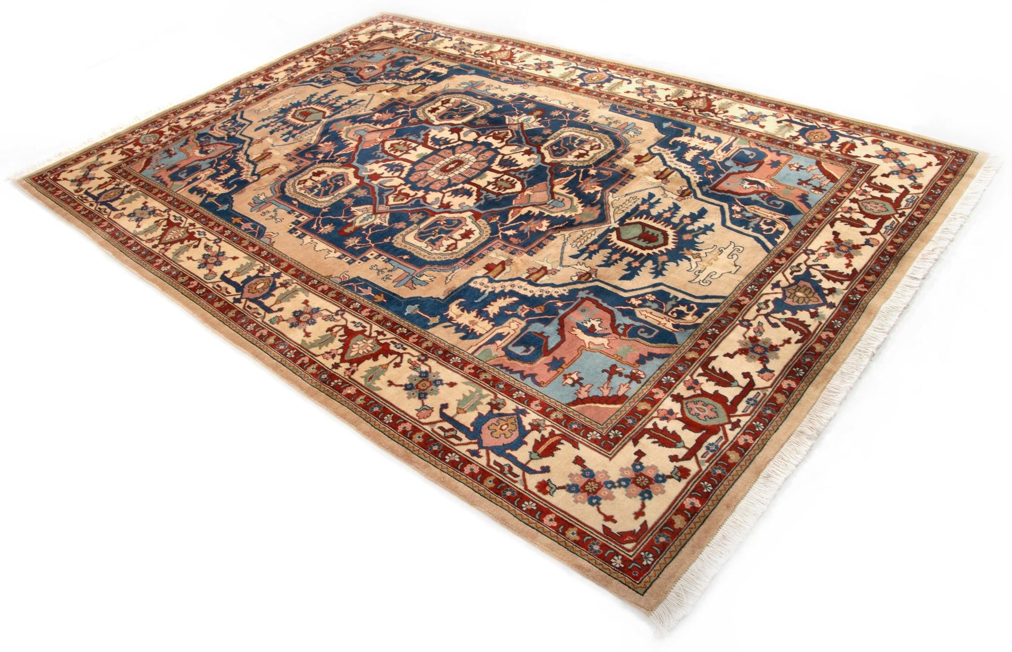 6' 7 x 9' 9 Hand Knotted Indo Heriz Wool Rug