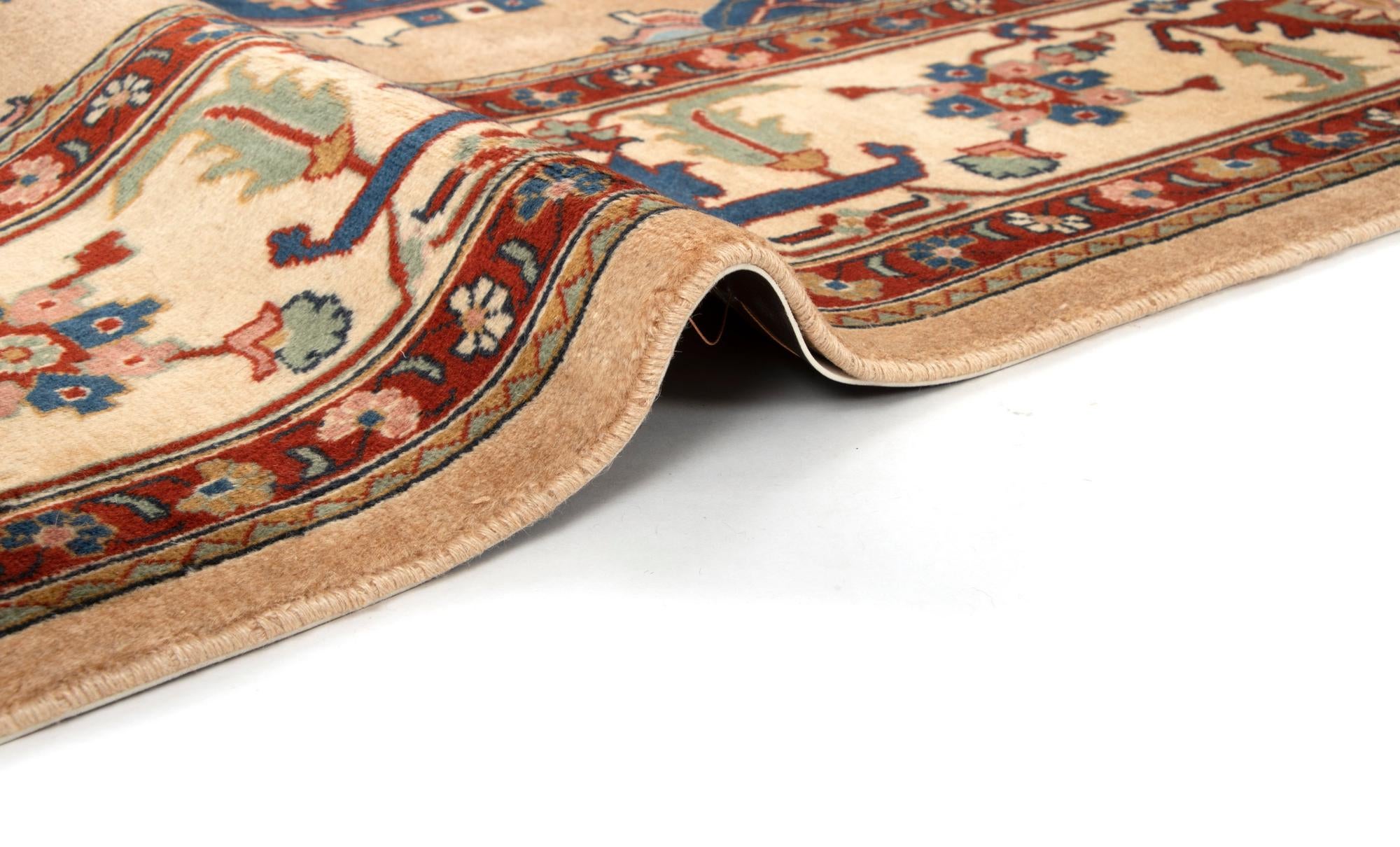 6' 7 x 9' 9 Hand Knotted Indo Heriz Wool Rug
