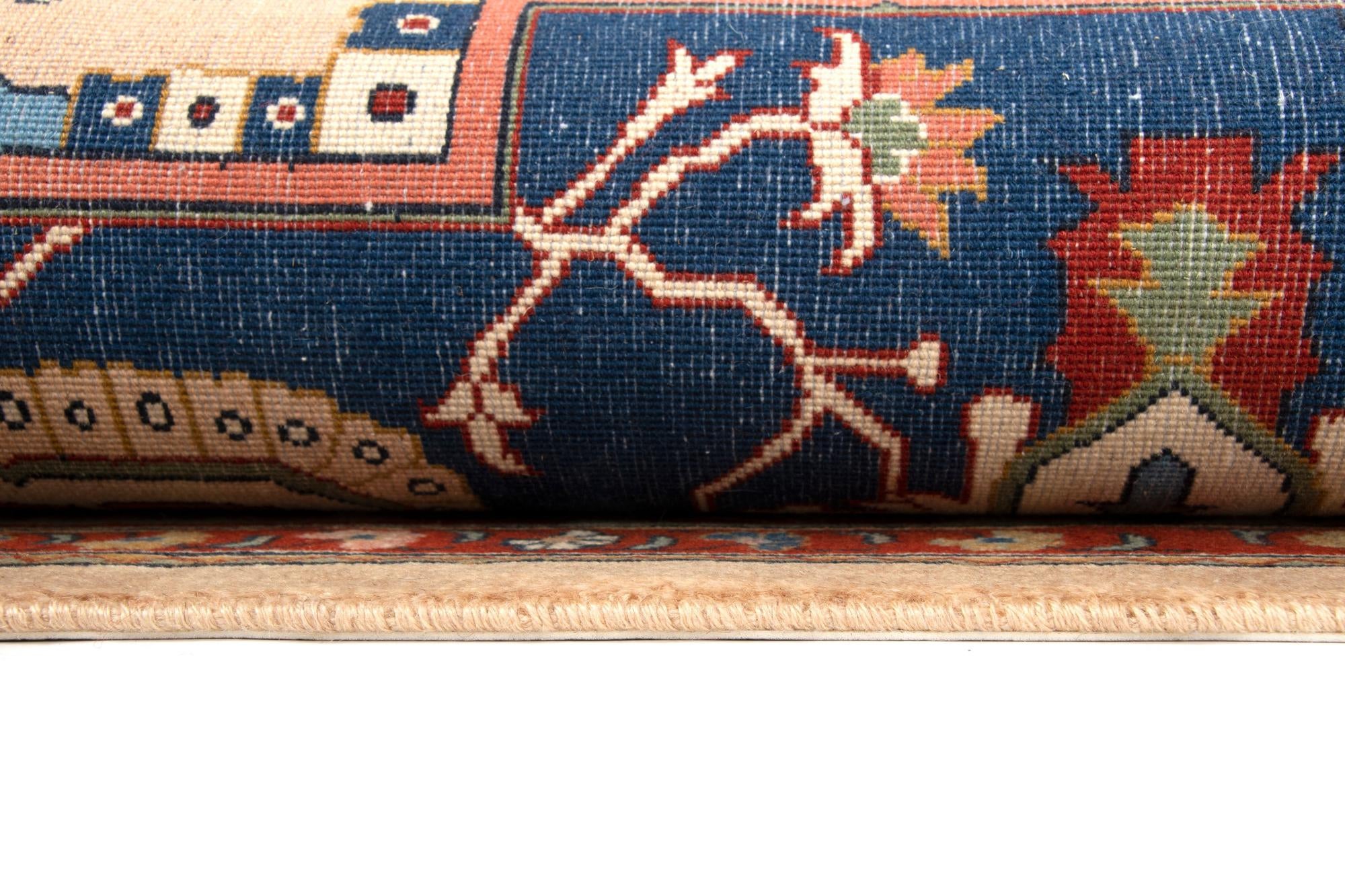 6' 7 x 9' 9 Hand Knotted Indo Heriz Wool Rug