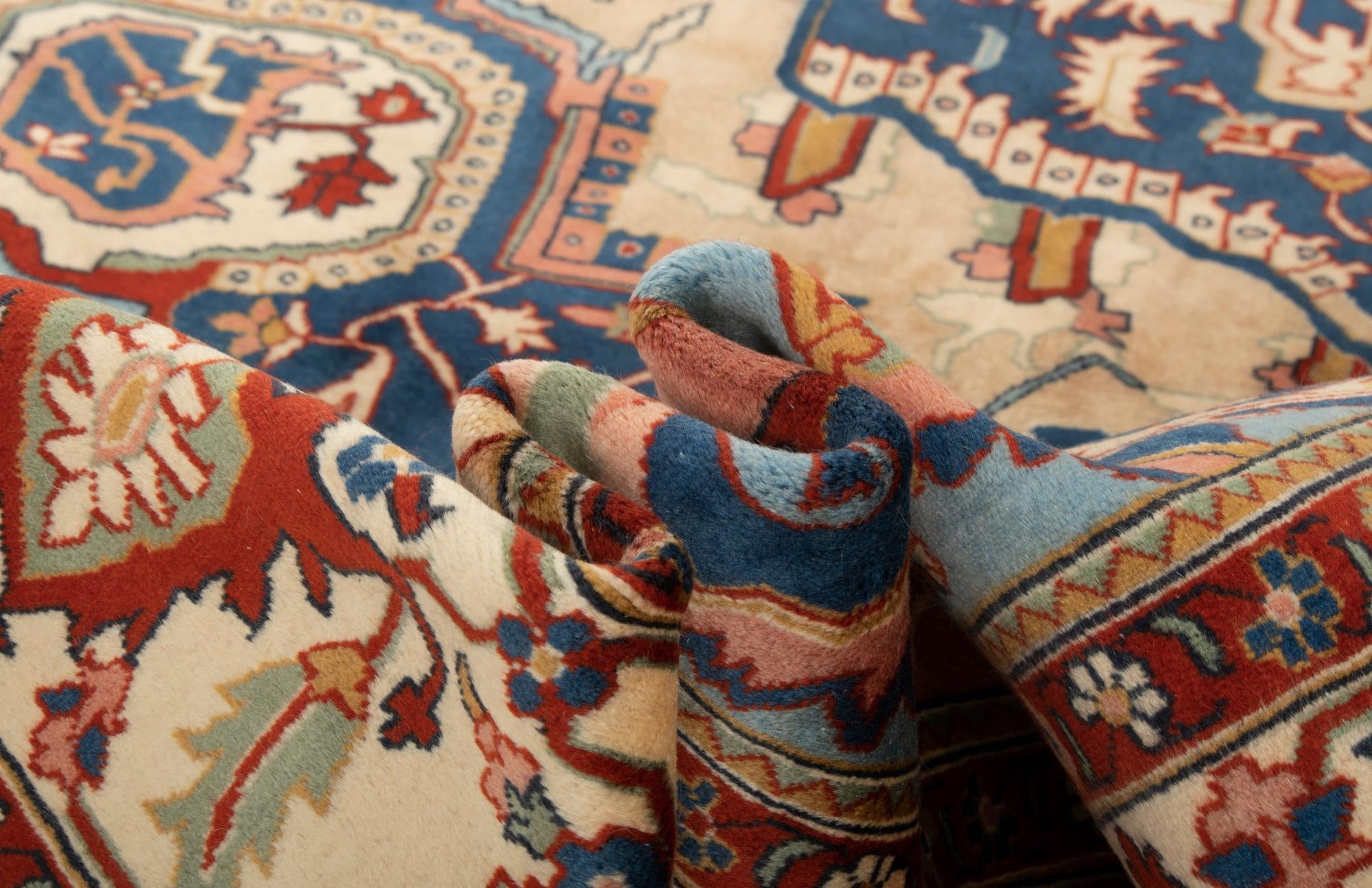 6' 7 x 9' 9 Hand Knotted Indo Heriz Wool Rug