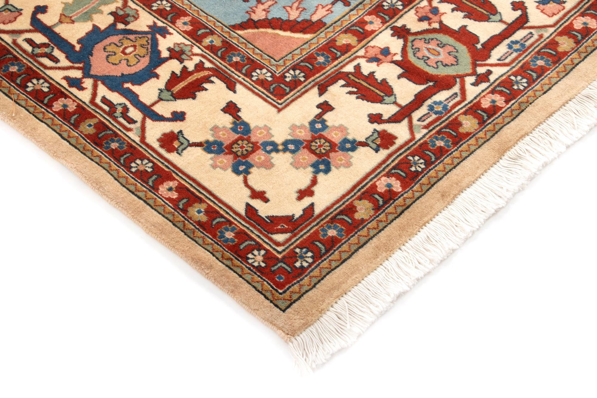6' 7 x 9' 9 Hand Knotted Indo Heriz Wool Rug
