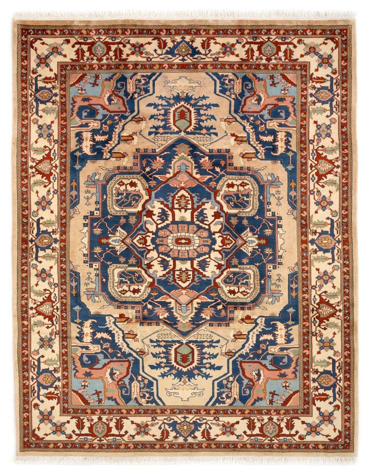Detail image of 6' 7 x 9' 9 Hand Knotted Indo Heriz Wool Rug