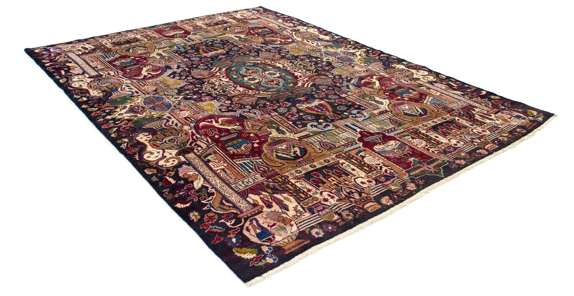 9' 5 x 13' Hand Knotted Kashan Persian Wool Rug