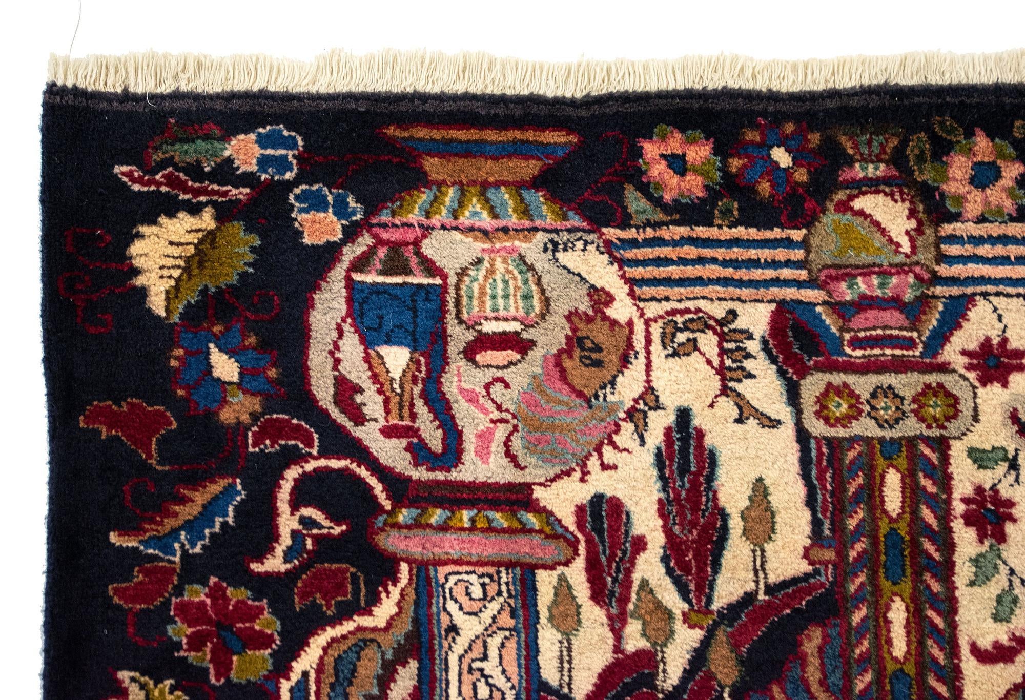 9' 5 x 13' Hand Knotted Kashan Persian Wool Rug