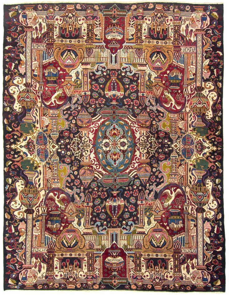 Detail image of 9' 5 x 13' Hand Knotted Kashan Persian Wool Rug